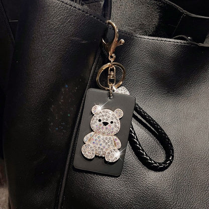 Creative Leather Diamond Bear Keychain