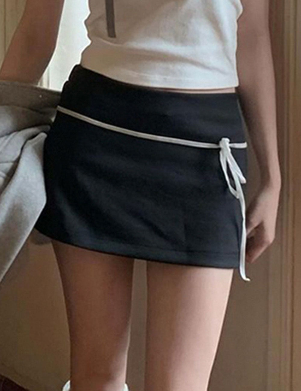 Simple Bow String Wrap Mini Skirt
