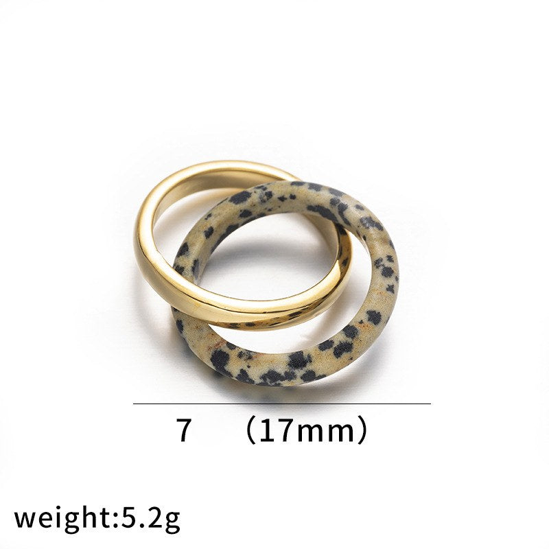 Layered Natural Stone Metal Rings