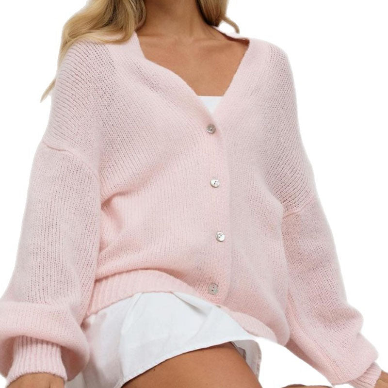 Casual V-Neck Hollow Out Long Sleeve Cardigan