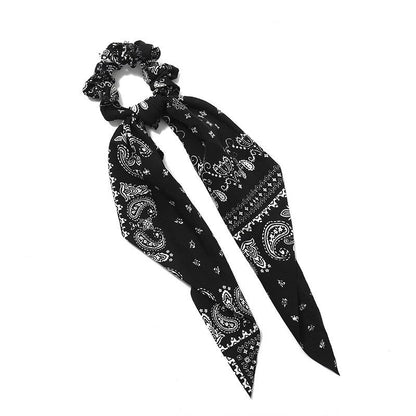 Satin Paisley Printed Hair Scarf Pony