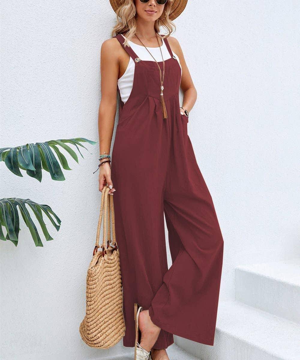 Solid Color Casual Daily Jumpsuit