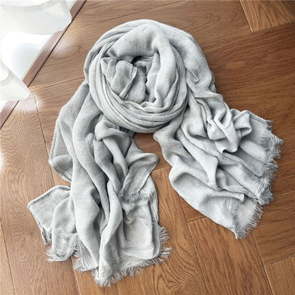 Solid Color Thin Fringed Scarf