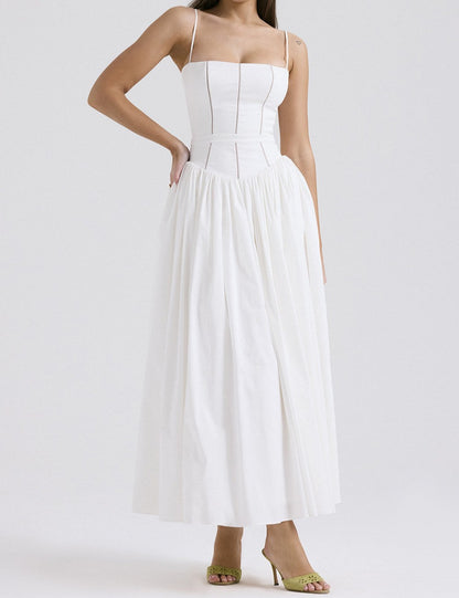 Floral Print Slim Maxi Spaghetti Dress