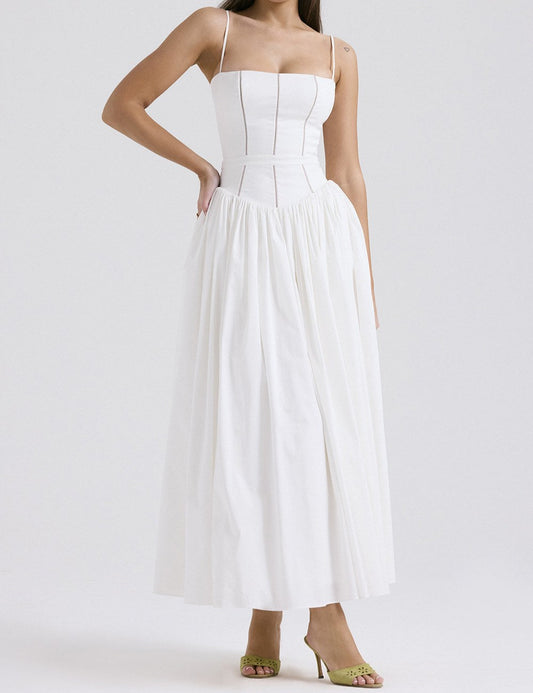 Floral Print Slim Maxi Spaghetti Dress