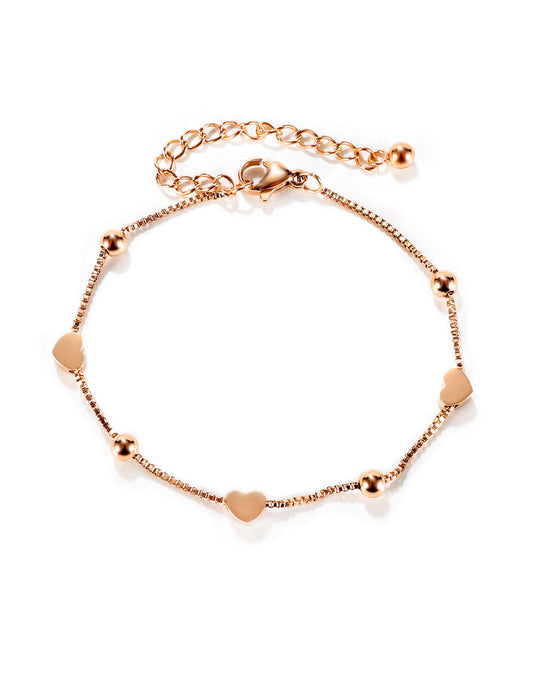 Minimalist Stainless Steel Heart Chain Bracelet