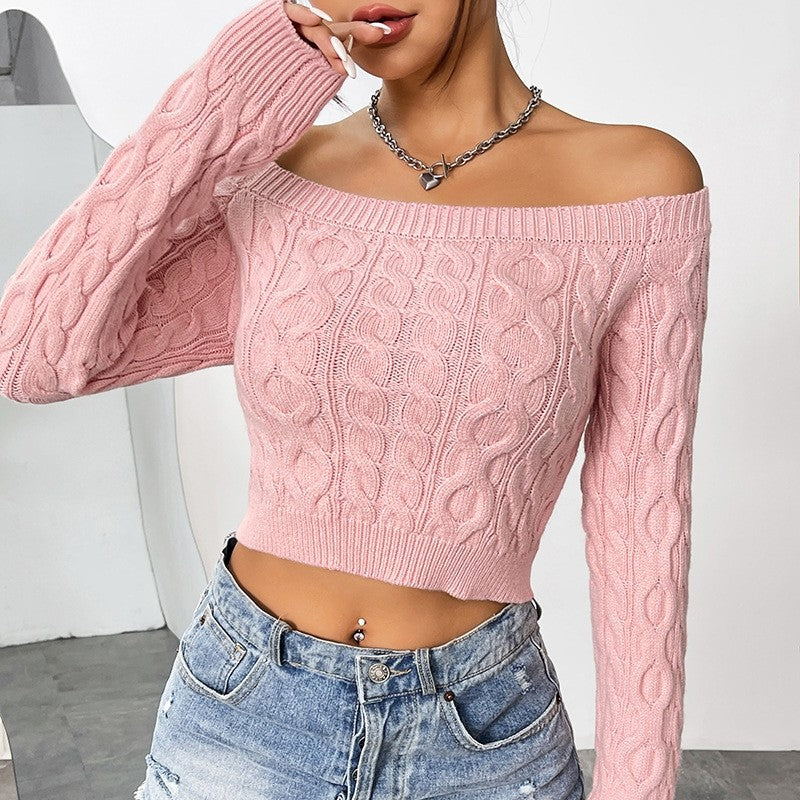 Sexy One Collar Crop Exposed Short Knitted Top