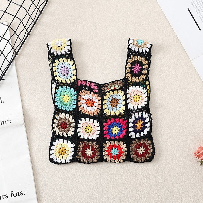 Crochet Knitted Flower Casual Handbag
