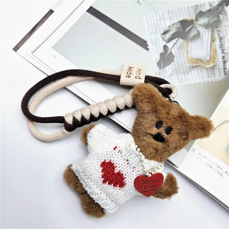 Tilted Head Plush Bear Keychain