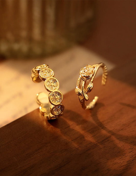 Vintage Sunflower Zircon Open Ring