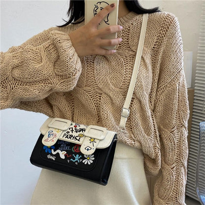 Multicolored Print Wear-Resisting Classic Paneled Bag