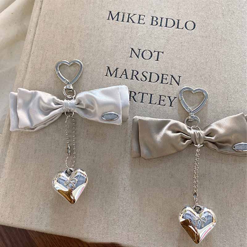 Elegant Stain Bow Knot Heart Chain Bag Charm