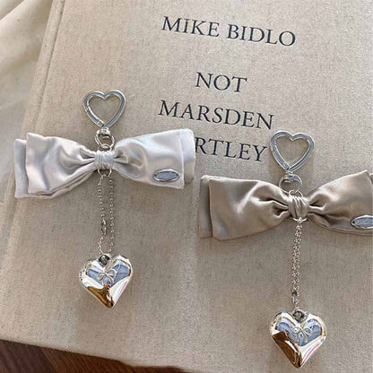 Elegant Stain Bow Knot Heart Chain Bag Charm