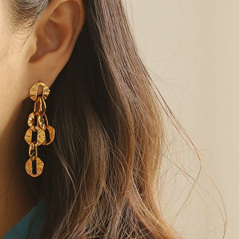 Trendy Retro Disc Drop Earrings Earrings