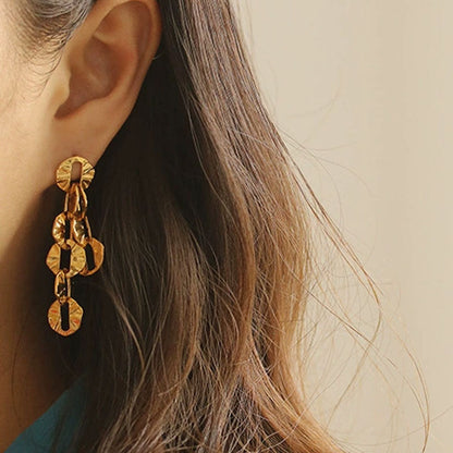 Trendy Retro Disc Drop Earrings Earrings