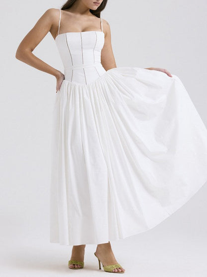 Floral Print Slim Maxi Spaghetti Dress