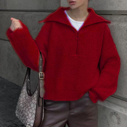 Vintage V-Neck Long Sleeve Knit Sweater