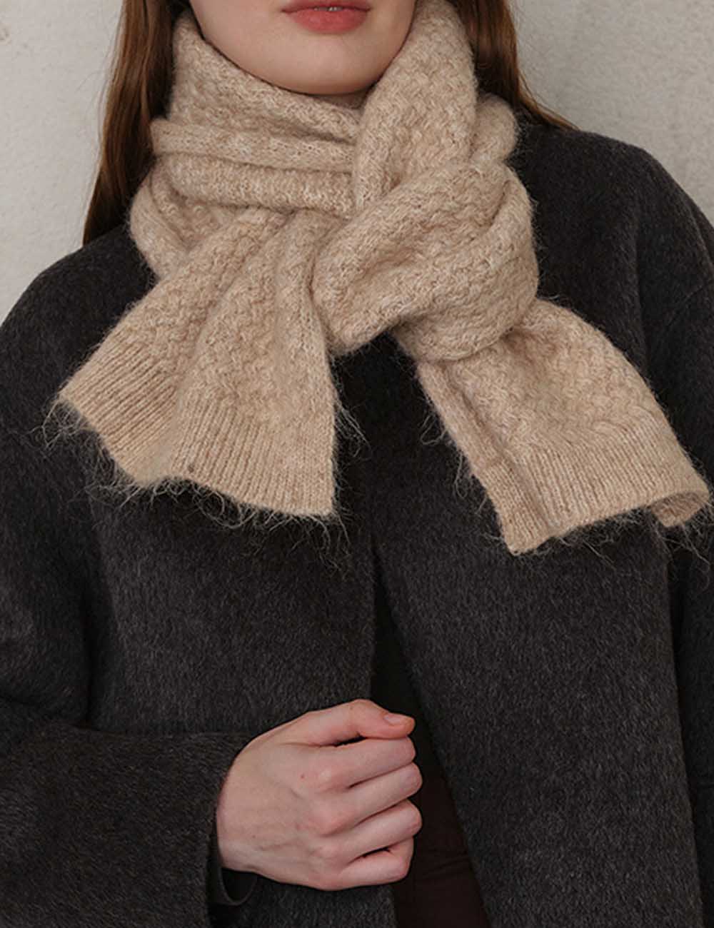 Solid Color Cozy Textured Winter Knit Scarf