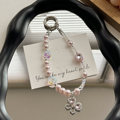 Asymmetrical Crystal Beaded Butterfly Keychain