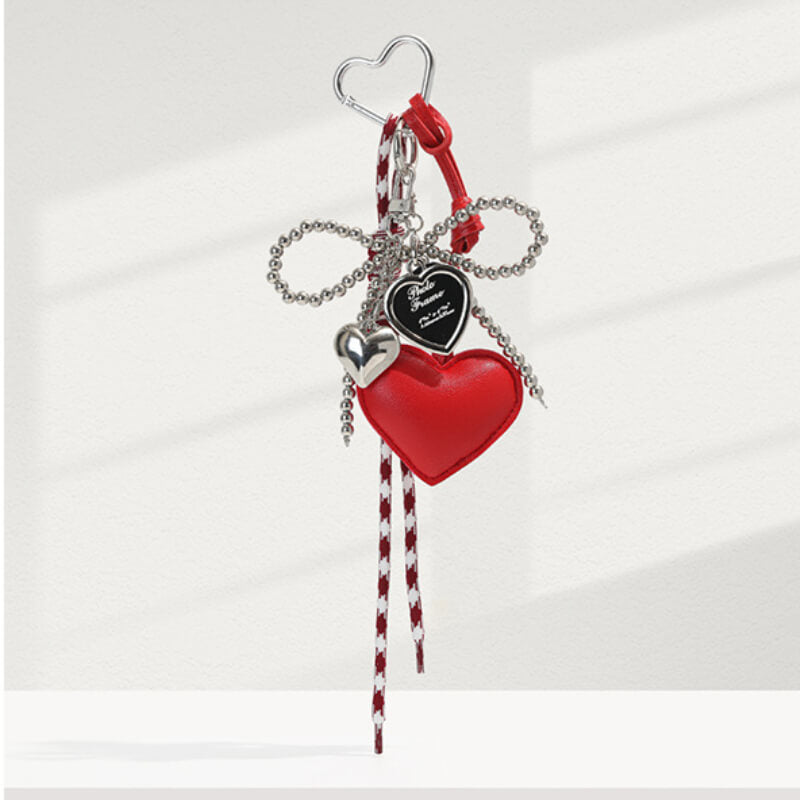 Simple Bow Heart Keychain Bag Charm