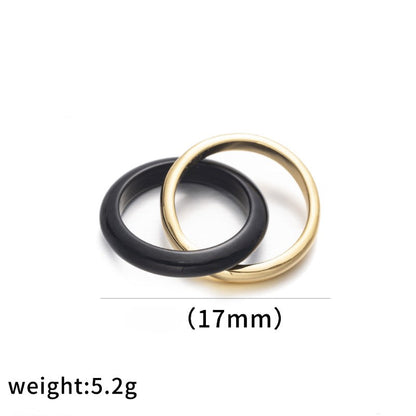 Layered Natural Stone Metal Rings