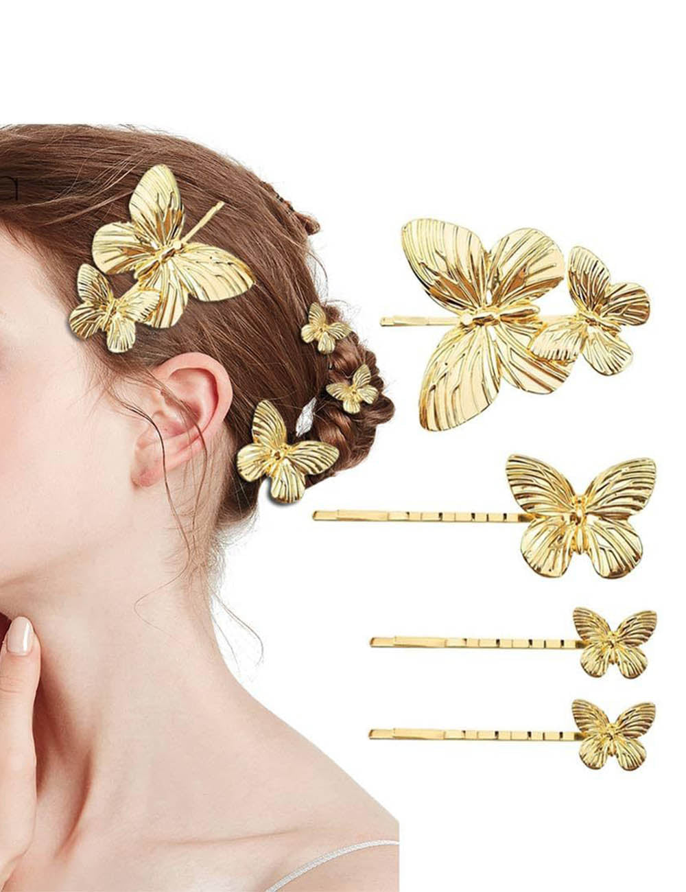 Trendy Gold Butterfly Hair Clip Sets