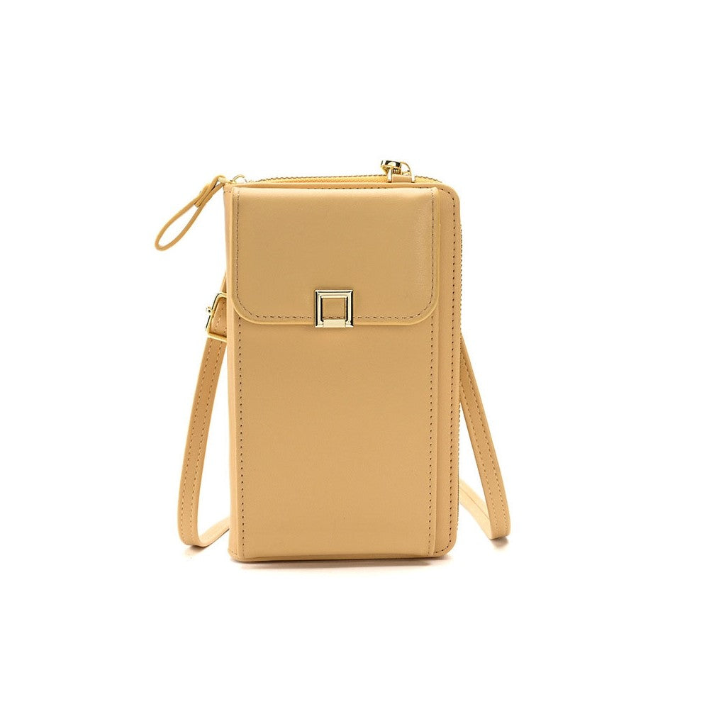 Solid Color PU Leather Multifunctional Purse Mobile Phone One Shoulder Crossbody Bag