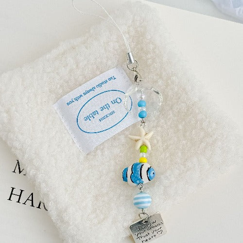 Minimalist Wind Chime Fish Beaded Phone Charm