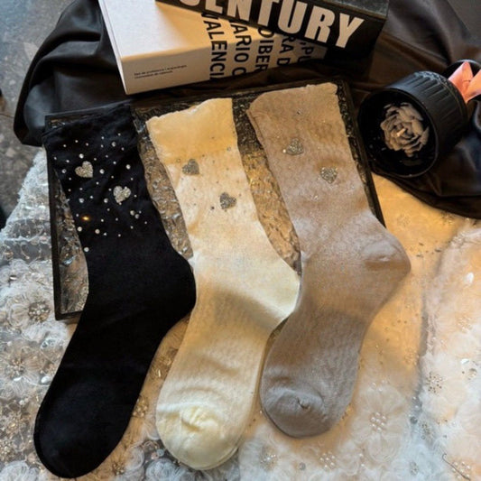 Rhinstone Mesh Hollow Thin Socks