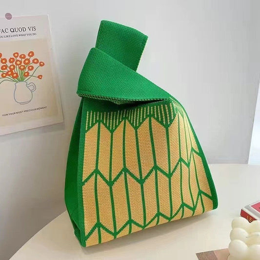 Women's Knit Checkered Handbag