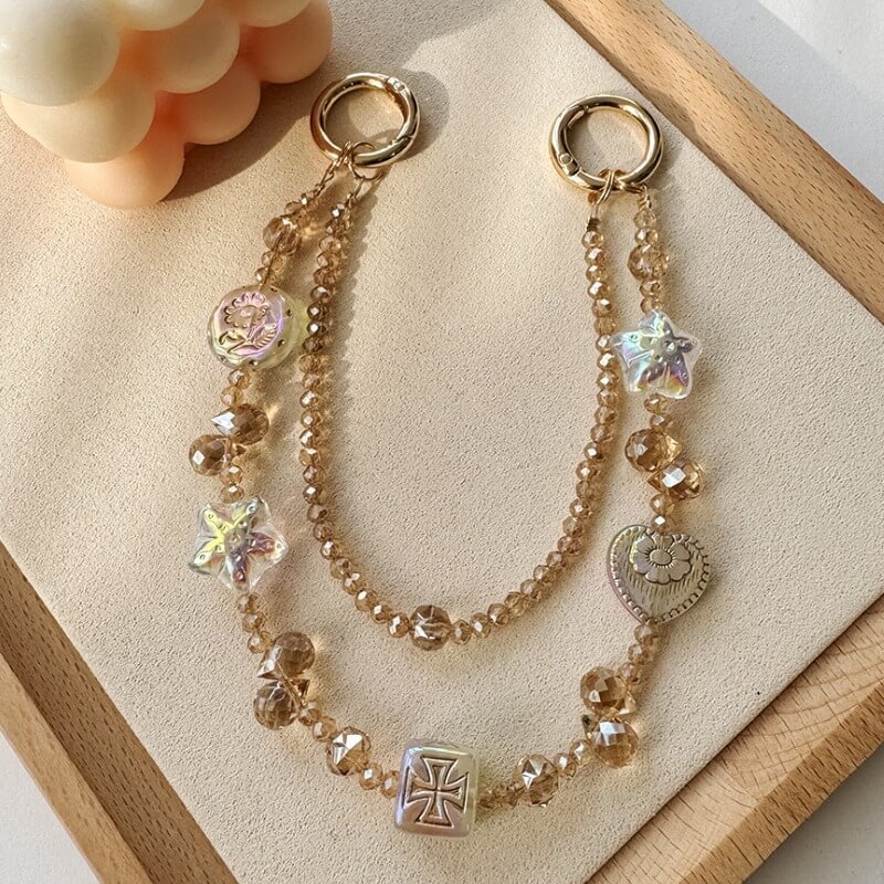 Elegant Double-Layer Crystal Beaded Keychain