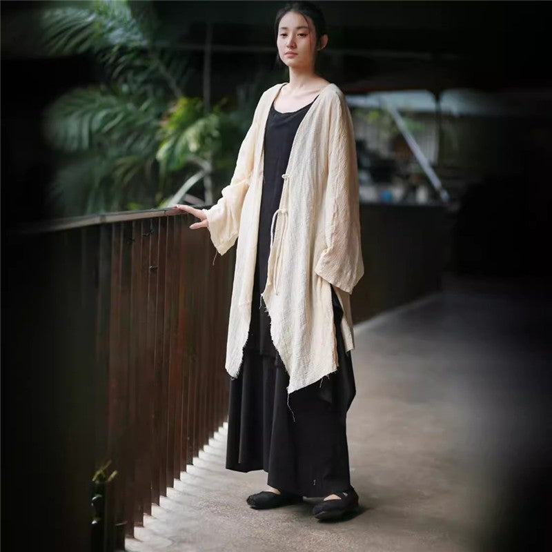 Solid Color Cardigan With Fringe Trim