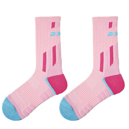 Sports Color Block Breathable Crew Socks