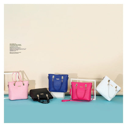 6-Piece Solid Color Embossed Handbag Set