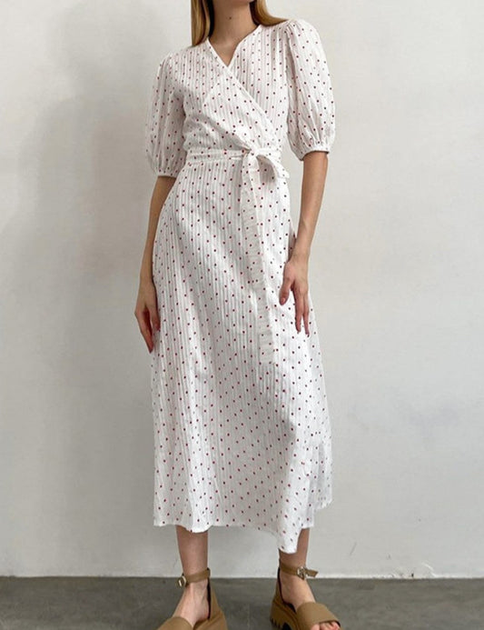 Bubble Sleeve Waist Tie Homewear Dress