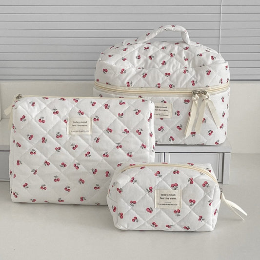 Sweet Cherry Print Make Up Bag