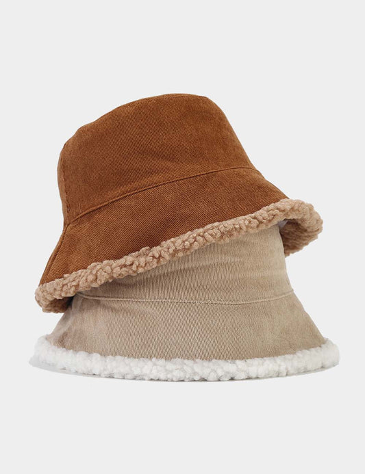Vintage Corduroy Reversible Warm Bucket Hat