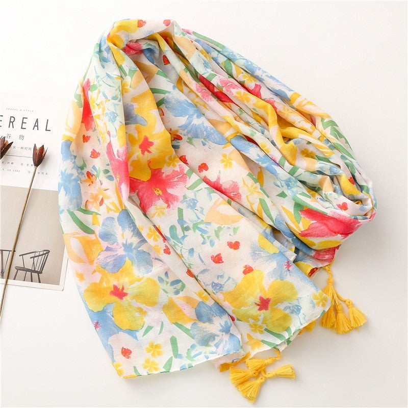Colorful Tropical Plant Flower Beach Scarf