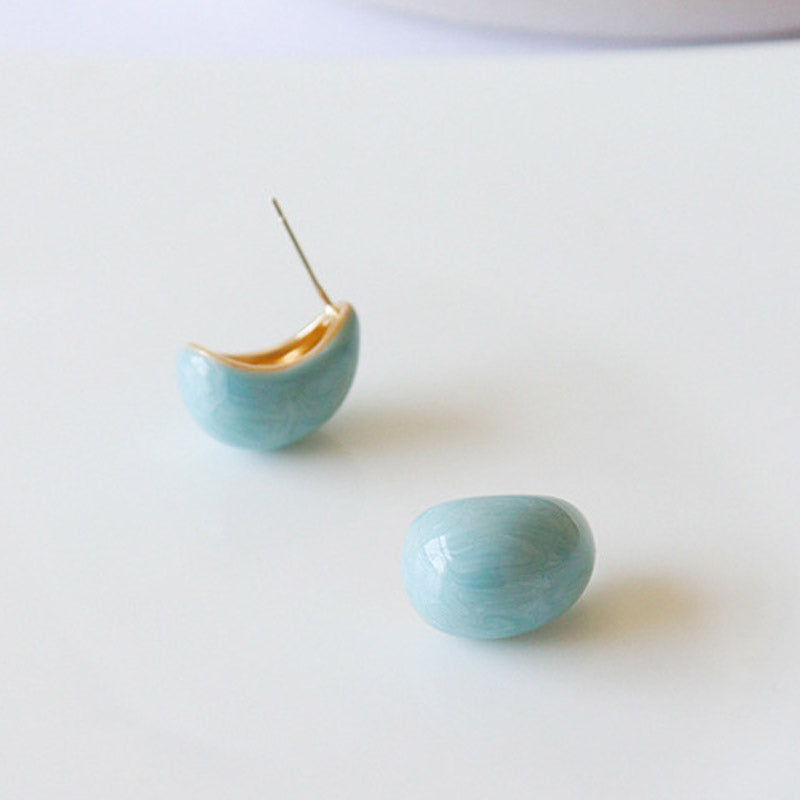 Cute Irregular Drip Glaze Geometric Stud Earrings