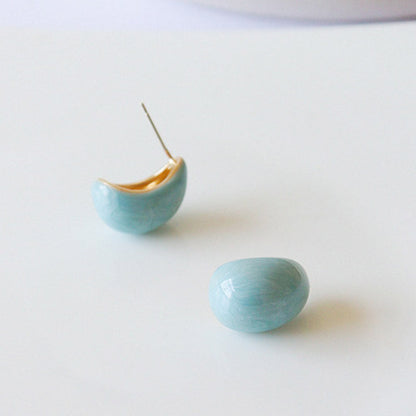 Cute Irregular Drip Glaze Geometric Stud Earrings