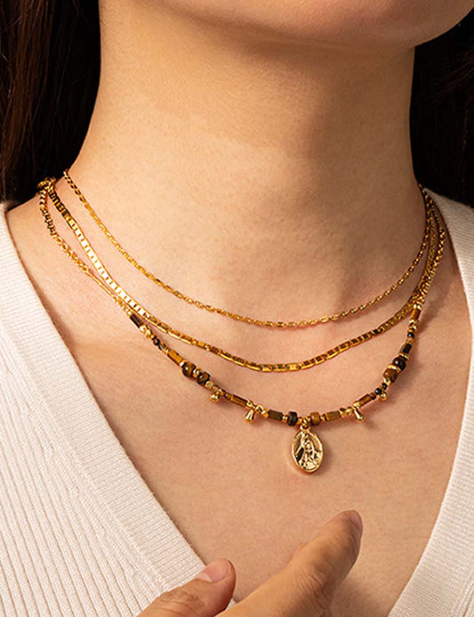 Vintage Gold Plated Tiger Eye Necklace