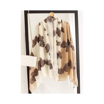 Flower Print Stylish Sun-Proof Silk Scarf