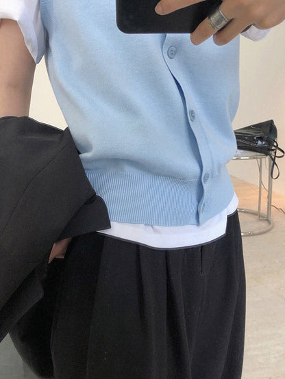 Leisure Solid Knitting Sweater Vest