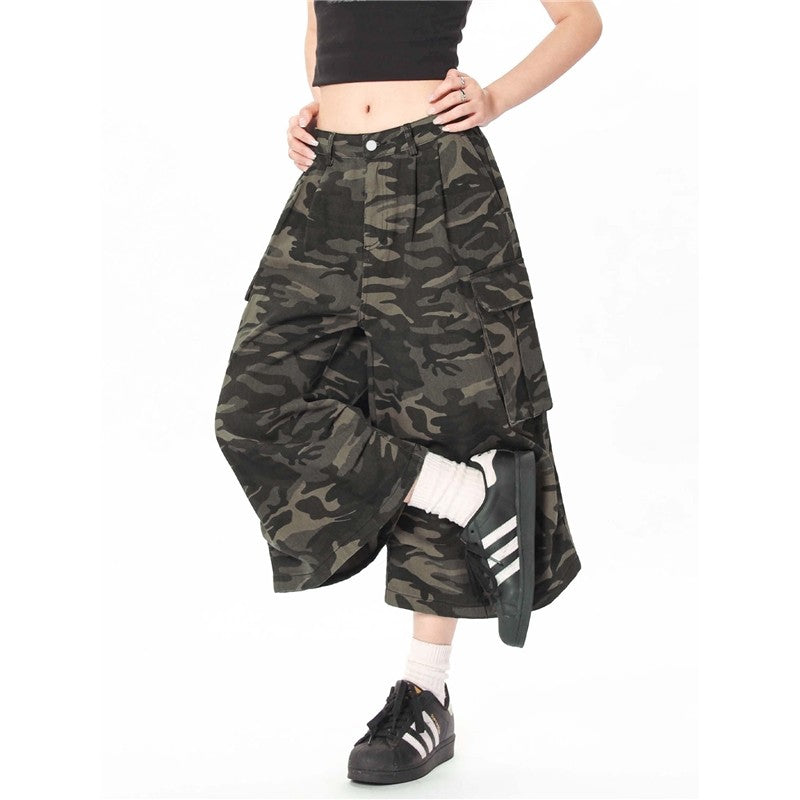 Straight Camouflage Cargo Shorts Summer Loose