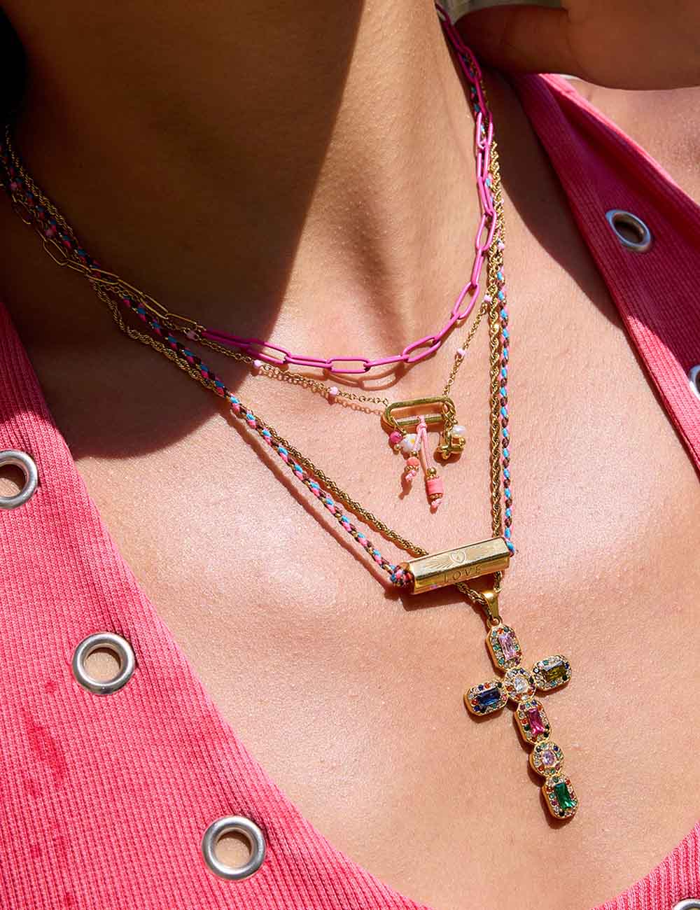 Vintage Cross Pendant Chain Necklace