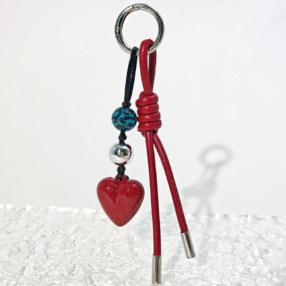 Simple Braided Heart Keychain Bag Charms