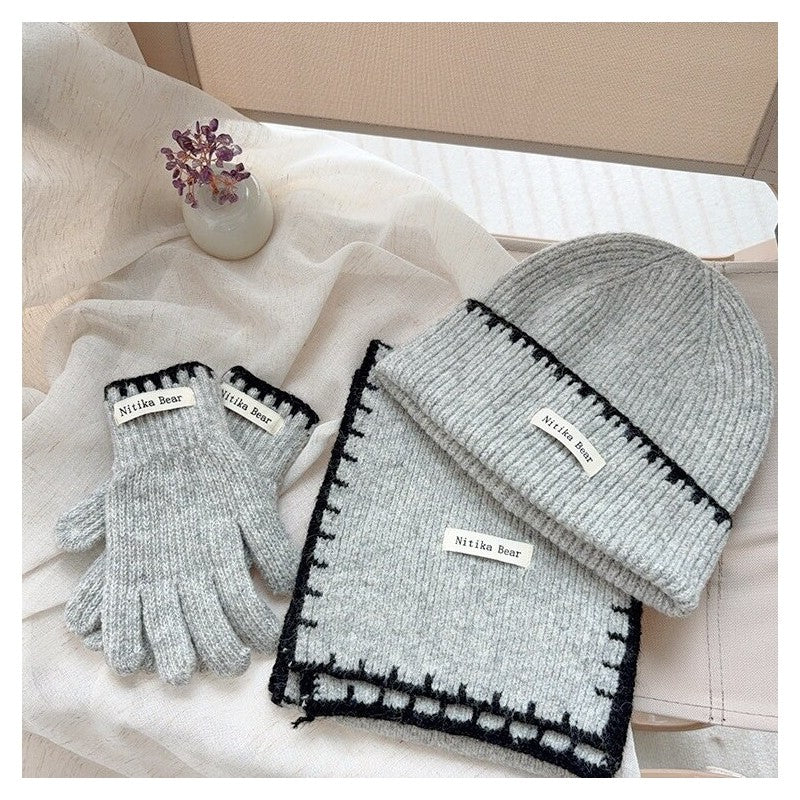 Kids Knitted Gloves Scarf Hat Set