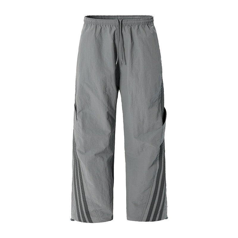 Unisex Streetwear Stripe Parachute Pants