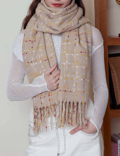 Plaid Colorful Dots Elegant Faux Cashmere Scarf