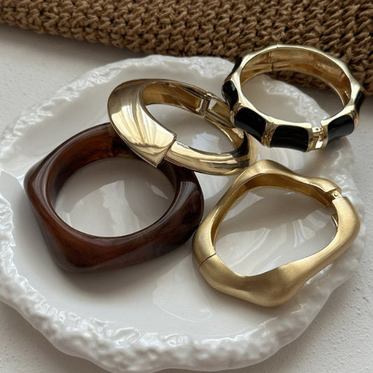 Irregular Metal Acrylic Layered Bracelets